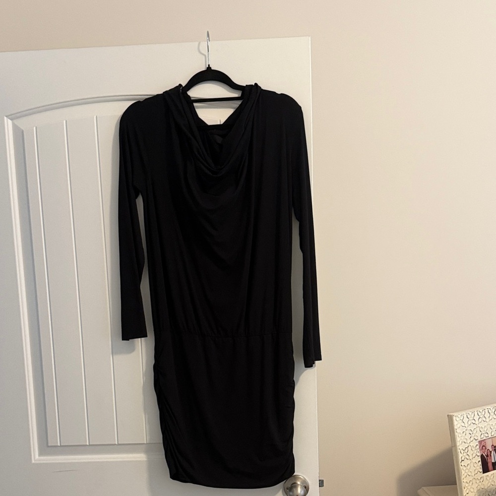 bobi Black Long Sleeve Cowl Neck Dress
